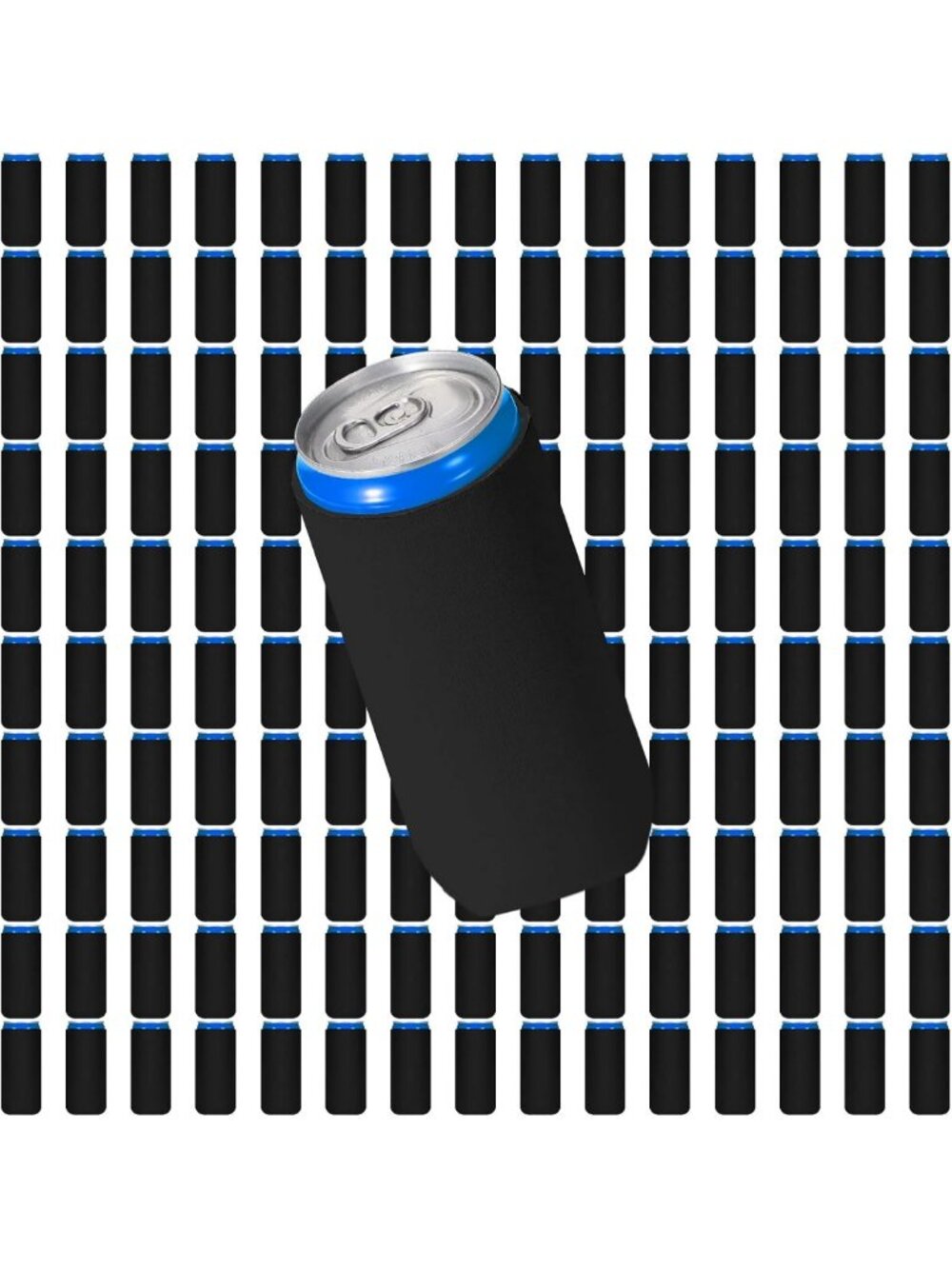 150 Pcs Slim Can Cooler Sleeves for 12 oz Tall Cans - Black, Bulk Pack, Blank